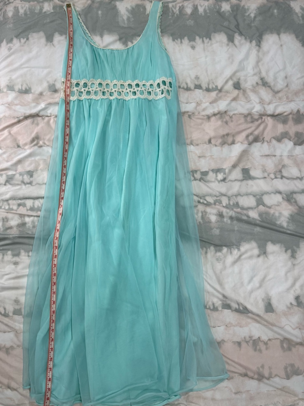 Dreamy 60s Vintage Maxi Nightdress | Empire Waist | Ethereal Romantic Flowy - Picture 12 of 13
